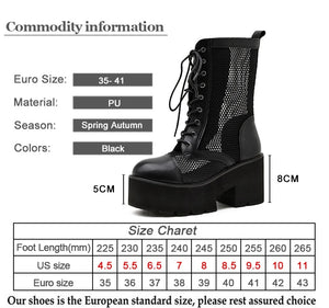 Black Wedge Lace Up Ankle Boots