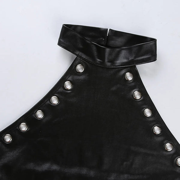 Black Bodysuit Rivet Latex