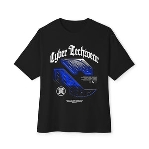 Black t-shirt with 'Cyber Techwear' design on a white background