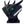 Black futuristic helmet with glowing green eyes and white lights on a white background
