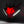 Black mask with red glowing eyes and white accents on a dark background