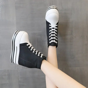 Black Canvas Platform Sneakers