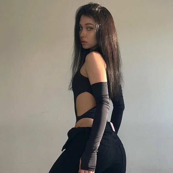 Cyber Black Bodysuit Cut Out