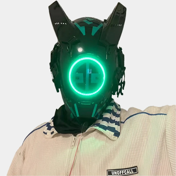 Cyberpunk Helmet Green LED