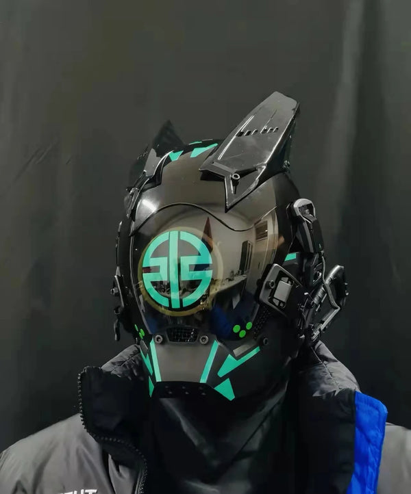 Cyberpunk Helmet Green LED