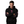 Man wearing a black hoodie with pink text on a gray background