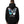 Person wearing a black hoodie with a colorful butterfly graphic on the back against a plain background