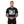 Person wearing a black t-shirt with an anime graphic and 'CYBER TECHWEAR' text on a white background