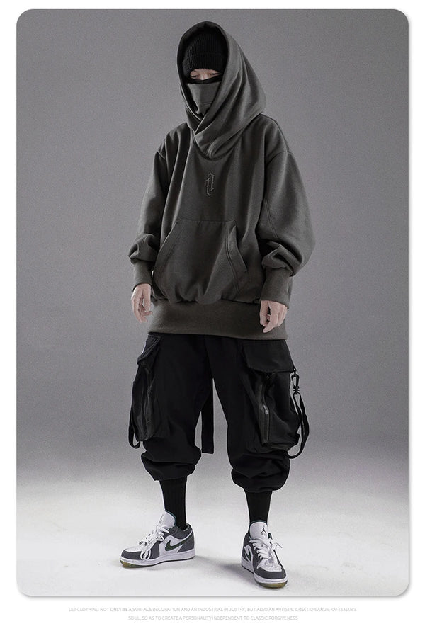 High collar hoodie techwear