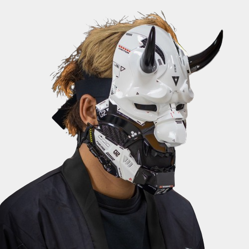 Conception 3d masque oni masque cyberpunk masque techwear casque 3d pour  l'impression 3d