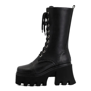 Lace Up Black Leather Boots