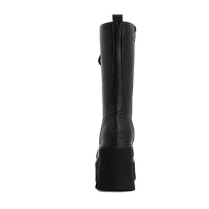 Lace Up Black Leather Boots