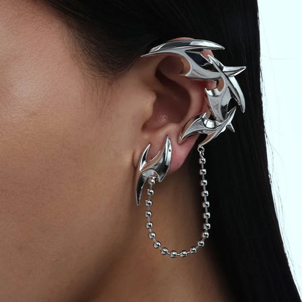 Metal Clip Earrings Cyberpunk