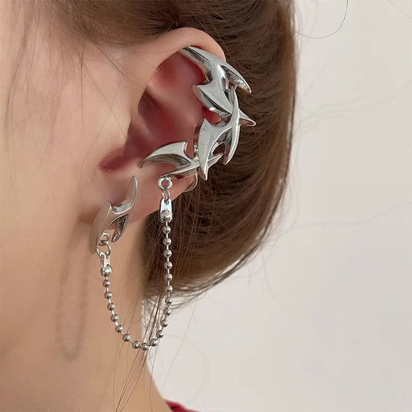 Metal Clip Earrings Cyberpunk