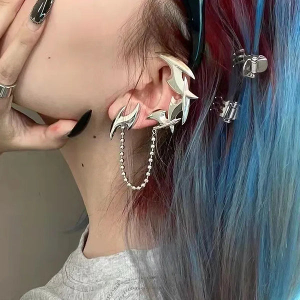 Metal Clip Earrings Cyberpunk