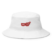 Sombrero de pescador blanco con calavera de estilo minimalista