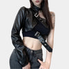 Chaqueta de PU de un solo hombro