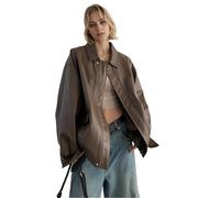 Frühlingsjacke aus PU Leder für Damen