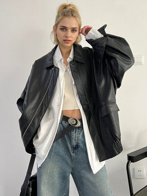 PU leather Spring Jacket For Women