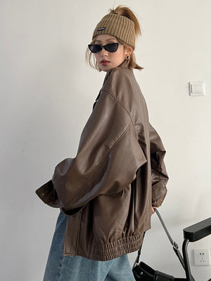 PU leather Spring Jacket For Women