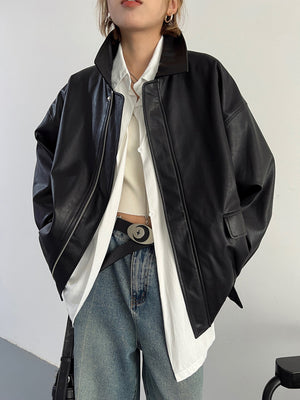 PU leather Spring Jacket For Women