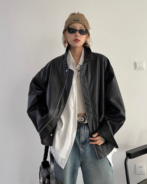 PU leather Spring Jacket For Women