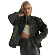 Rhinestone Denim Frühlingsjacke Damen