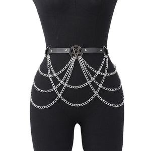Goth PU Leather Waist Garter — women's black faux-leather goth garter accessory