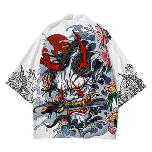 White Mens kimonos demon