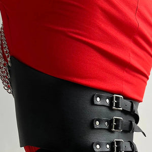 Goth Corset Belt — women's black faux-leather goth belt accessory