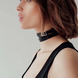 Goth PU Leather Choker — women's black faux-leather goth choker accessory