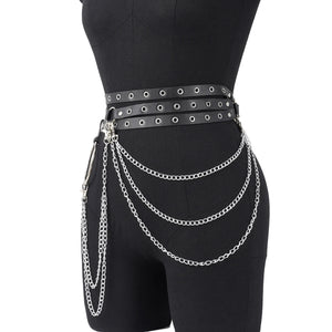 Goth PU Leather Waist Garter — women's black faux-leather goth garter accessory