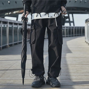 Pantalon noir multi-poches Hip Hop