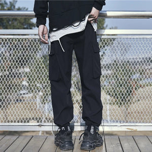 Pantalon noir multi-poches Hip Hop