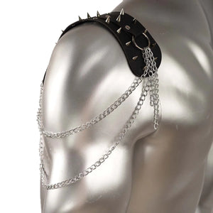 Punk PU Leather Shoulder Belt — women's black faux-leather goth belt accessory
