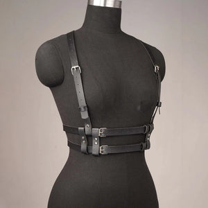Goth Waist Corset Belt — women's black faux-leather goth belt accessory