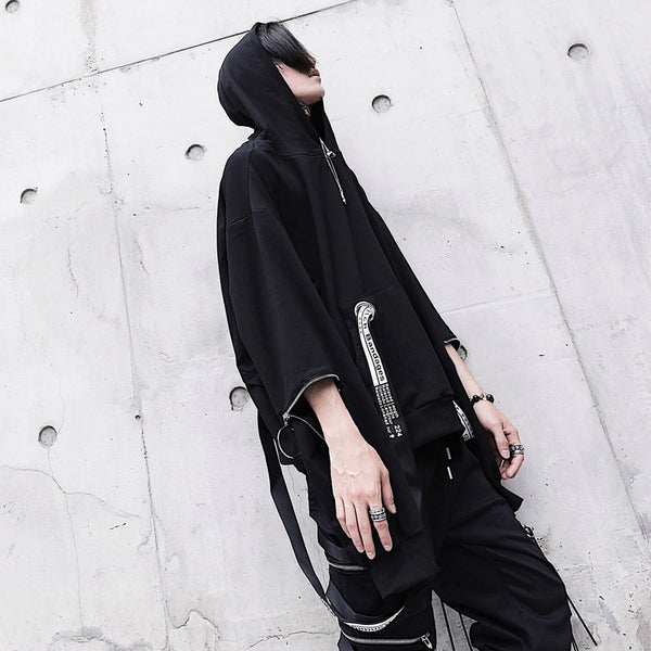Black Techwear Hoodie Harajuku
