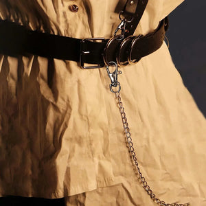 Goth Leather Body Chain Chain — women's black faux-leather goth chain accessory