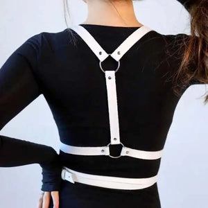 Goth Leather suspender Waist Harness — women's black faux-leather goth harness accessory