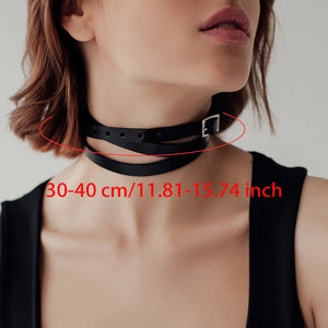 Goth PU Leather Choker — women's black faux-leather goth choker accessory