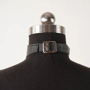 Punk PU Leather Neck Choker — women's black faux-leather goth choker accessory