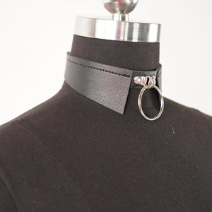 Punk PU Leather Neck Choker — women's black faux-leather goth choker accessory