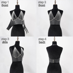 Goth Corset Belt — women's black faux-leather goth belt accessory