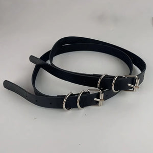 Steampunk PU Leather Leg Garter — women's black faux-leather goth garter accessory