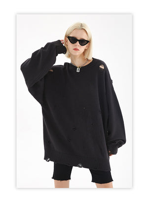 Ripped Techwear Sweaters Harajuku