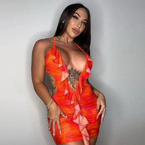 Ruffle Sexy Cut Out Dress