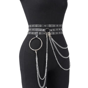 Goth PU Leather Waist Garter — women's black faux-leather goth garter accessory