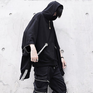 Black Techwear Hoodie Harajuku