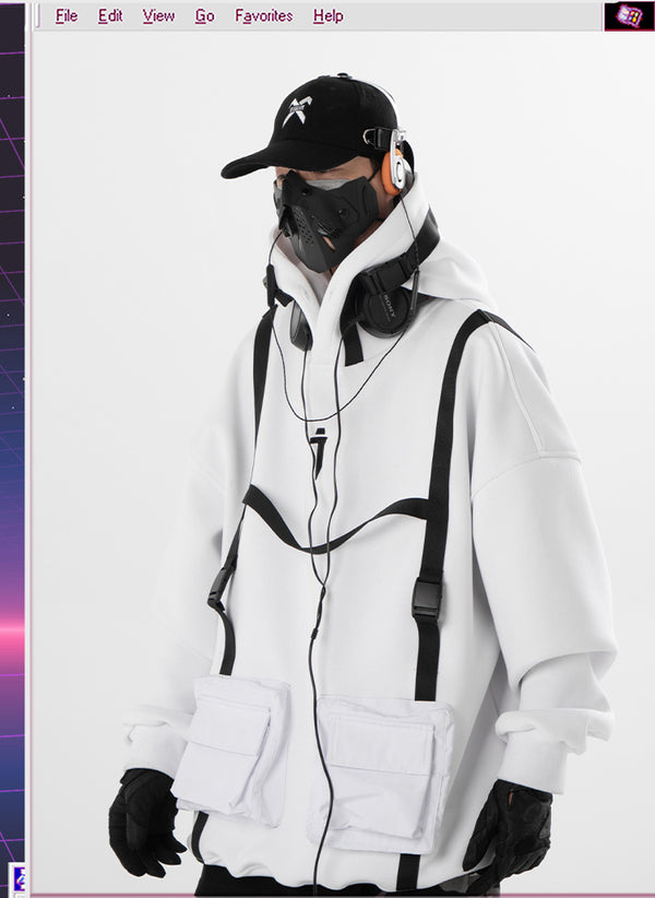 Techwear hoodie with straps
