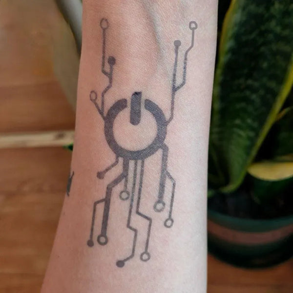 Minimalist cyberpunk tattoo